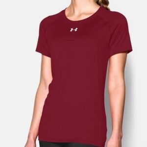 Under Armour Women's Locker Maroon Short Sleeve T-Shirt Size 3XL‎
